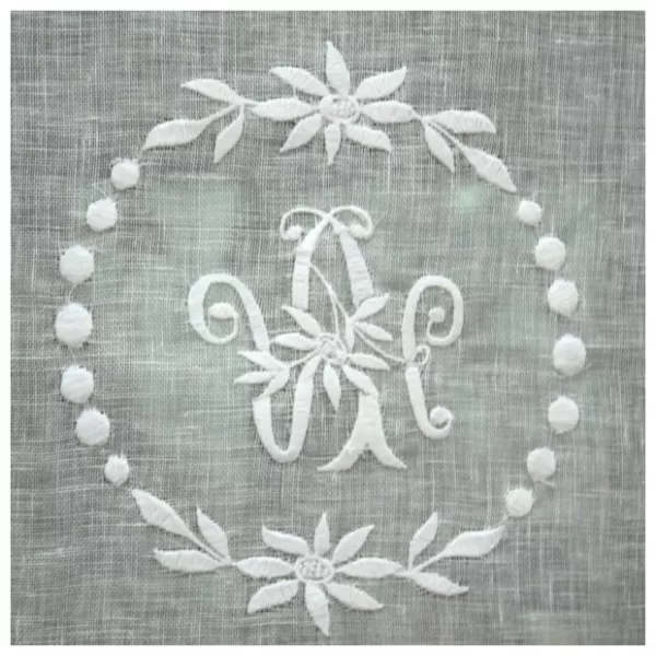 Brise-Bise Lin Blanc en voile de lin et broderie Rafinée chez CosyDéco