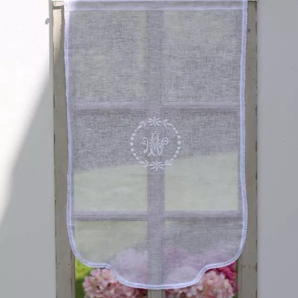 Brise bise Lin brodé Blanc Rideau sur Mesure - Claire