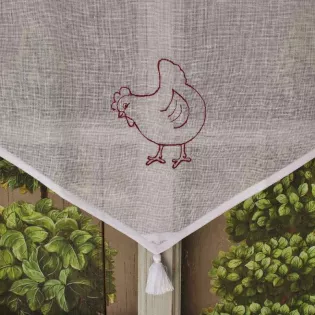 Rideau Brise-bise Cuisine Motif Poule Rouge