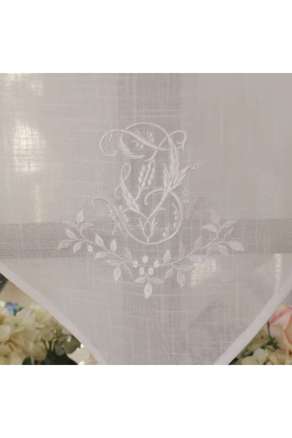 Rideau Brise-bise Brodé Polyester 45x60 Cm - Motif Guipure écru - Style Campagne