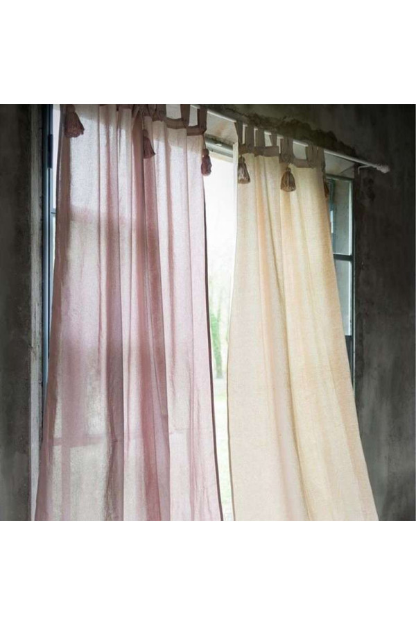Rideaux Susie Watson 'Shalini' En Lin - Bordure à Pompons - Sur Mesure - Cousu Main - Multicolore
