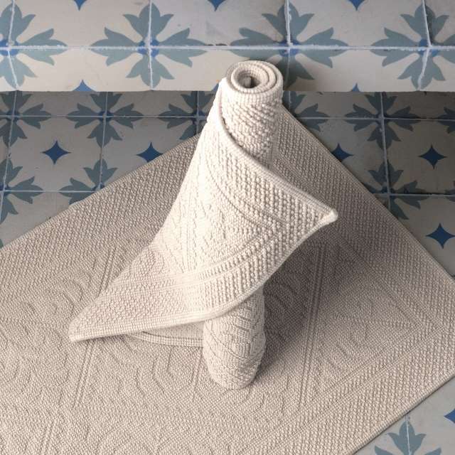 Tapis de salle de bain Blanc cassé style hammam