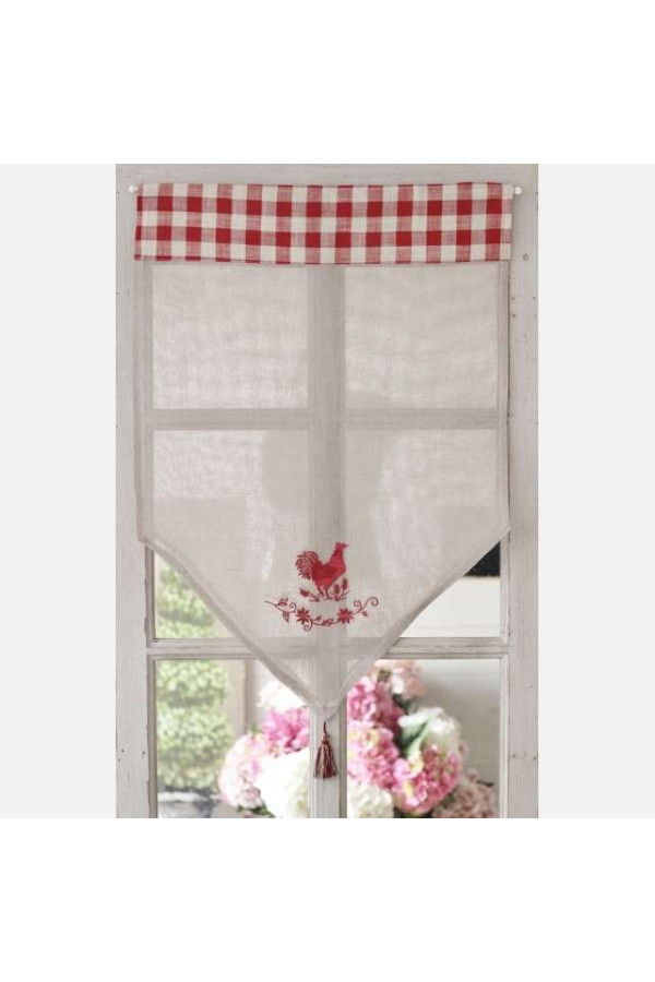 Rideaux Brise-bise Rideau De Cuisine Court Focenat – 150x45 Cm – Tissu Coton -lin Beige – Semi-transparent, Passe-tringle 5 Cm – Style Rétro, Maison Campagne Rideau Meuble