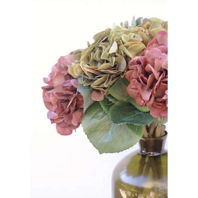 3 Hortensias d'automne rose Shabby Chic