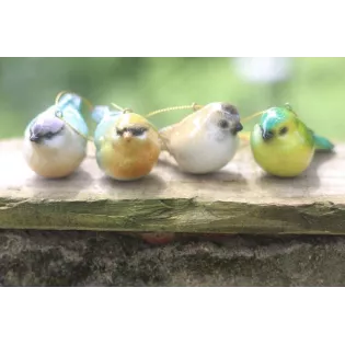 4 Oiseaux à Suspendre en Résine Déco Jardin Campagne Romantique