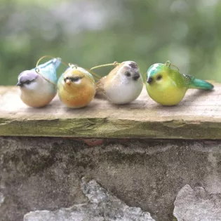 Les Oiseaux à Suspendre en Résine vendus par 4, Déco Jardin Campagne Romantique