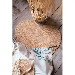 Tapis Forme Coeur en Jute Blanc Mariclo
