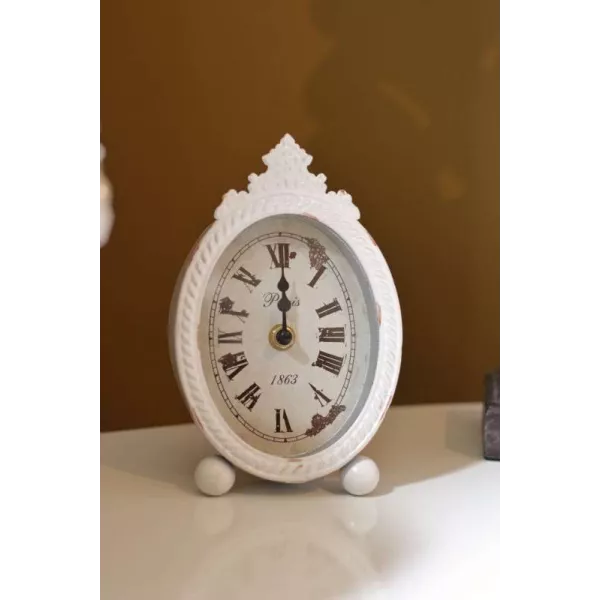 Horloge murale décorative vintage ancien salon métal noir beige 33cm