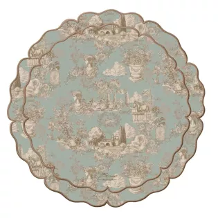 Set de Table Blanc Mariclo Toile de Jouy Bleu