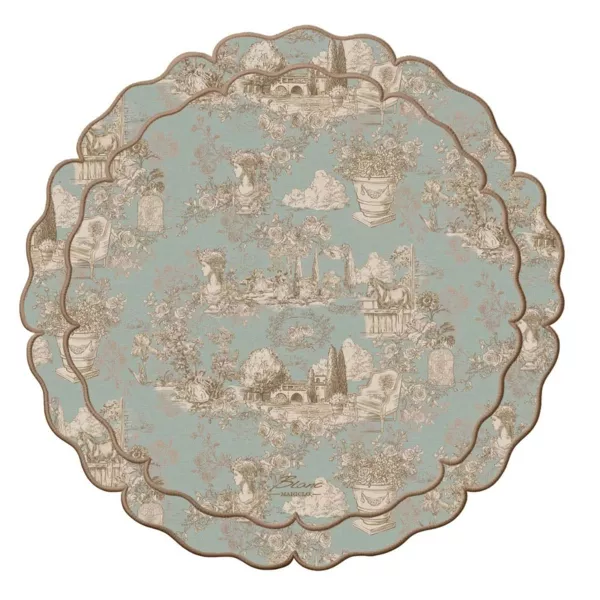 Set de Table Blanc Mariclo Toile de Jouy Bleu