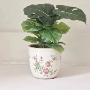 Cache Pot Rose Shabby Chic Déco terre cuite