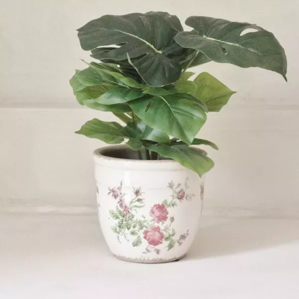 Cache Pot Rose Shabby Chic Déco terre cuite