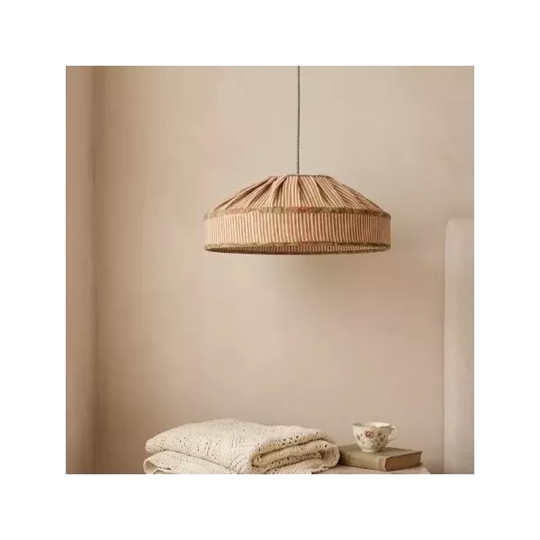 Abat-Jour Suspension Lustre Cosy Déco Tissus Rayures et Fleurs