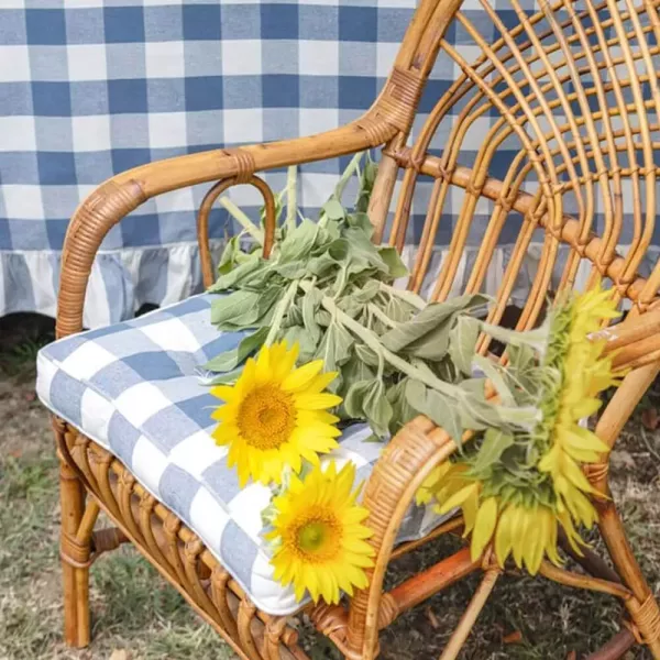 Coussins Galettes de Chaise Confortables Carreaux bleus