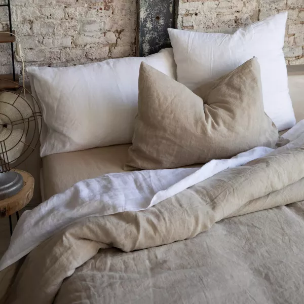 Housse de Couette Lin 220 x 240 cm Zeff Vivaraise Craie