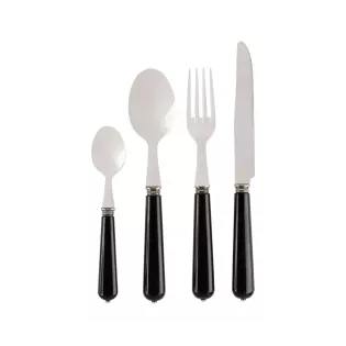 Ménagère Esprit Bistrot Rétro Charme Manche Noir