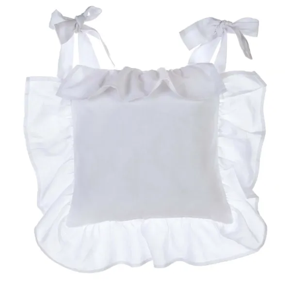 Housse Galette de chaise à Volant Blanche Marque Blanc Mariclo