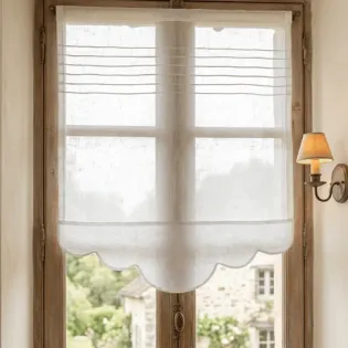 Brise Bise voilage Simple Lin Blanc Deco