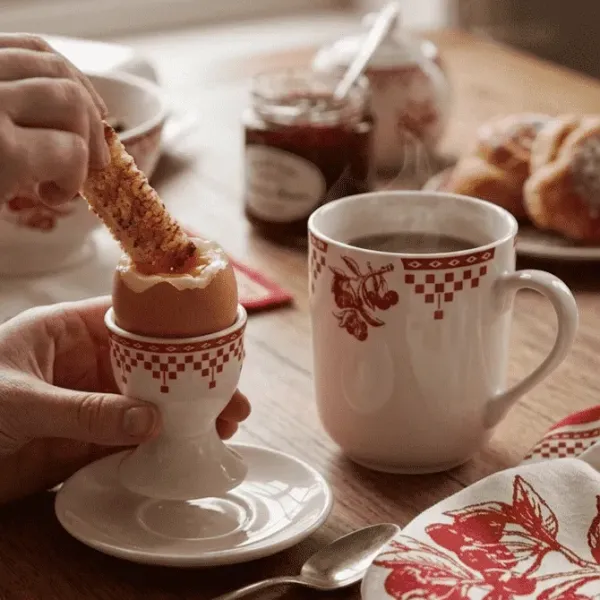 Mug avec Anse Damier Rouge Comptoir de Famille, Style Campagne