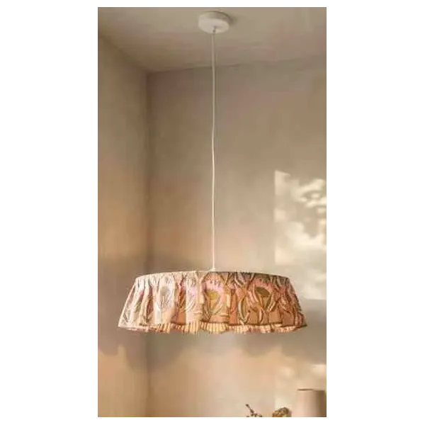 Abat-jour suspension tissu fleurs Cosy