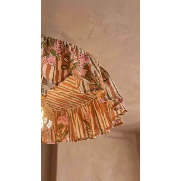 Abat-Jour Suspension Lustre Fleuri tissu Coton