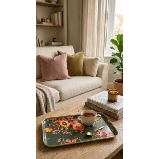 Plateau Fleuri Style Cottage Romantique pour Salon Décoration Shabby-Chic