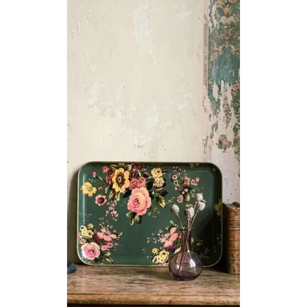 Plateau Fleuri Style Cottage Romantique pour Salon Décoration Shabby-Chic
