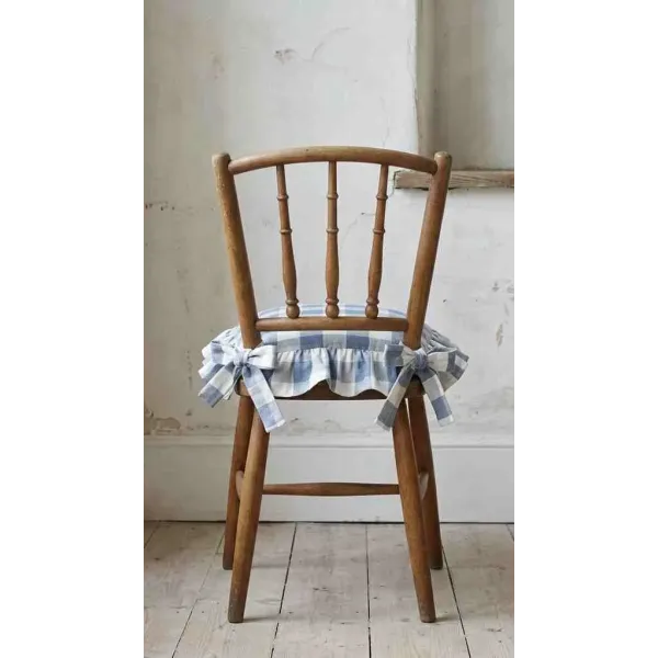 Coussin Chaise Bleu carreaux Blanc Mariclo
