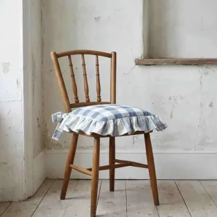 Housse Coussin Chaise Chic Bleu carreaux Blanc Mariclo