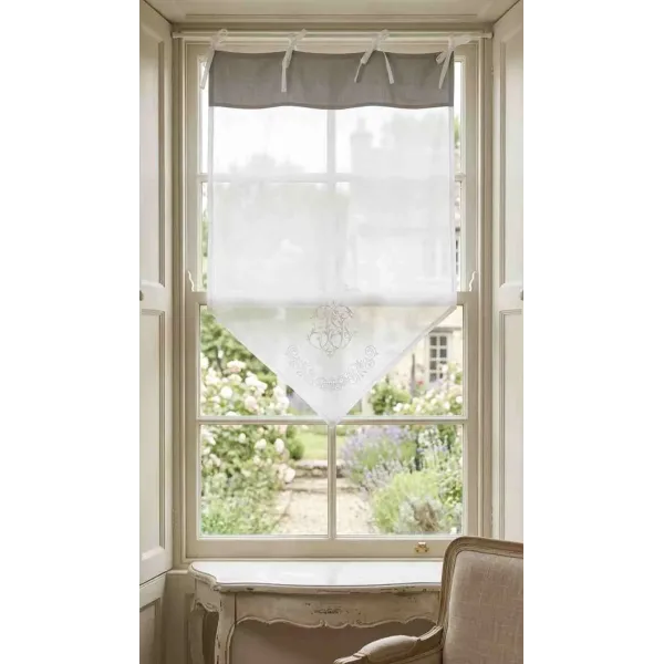 Brise-Bise Venise Gris Monogramme, Style Charme Cosy