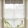 Brise-Bise Venise Gris Pointe Brodée & Monogramme, Style Charme Cosy