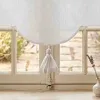 Rideau Brise-Bise en Lin Blanc Pompon Modèle Mimosa