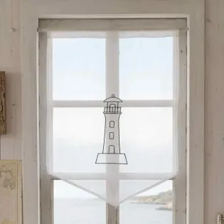 Brise-Bise Phare Bleu Brodé