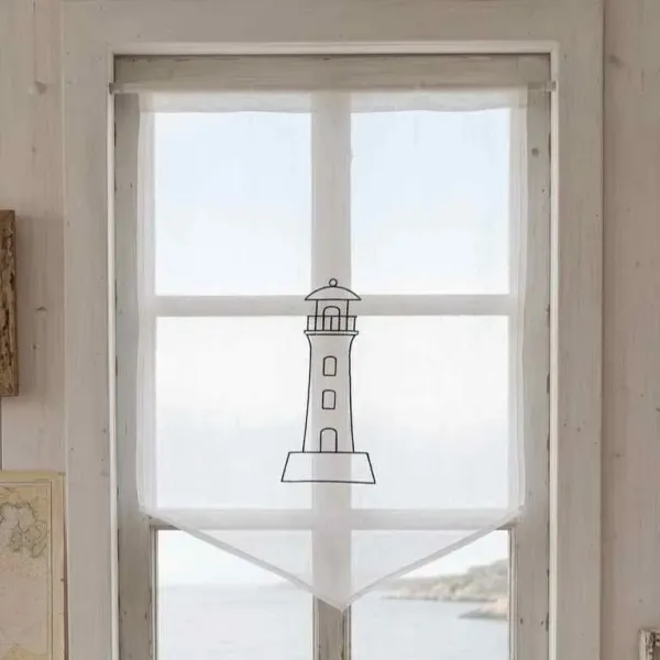 Brise-Bise Phare Bleu Brodé