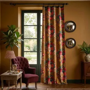 Rideau Velours Fleuri Style Anglais, Esprit Maison Cosy Chic
