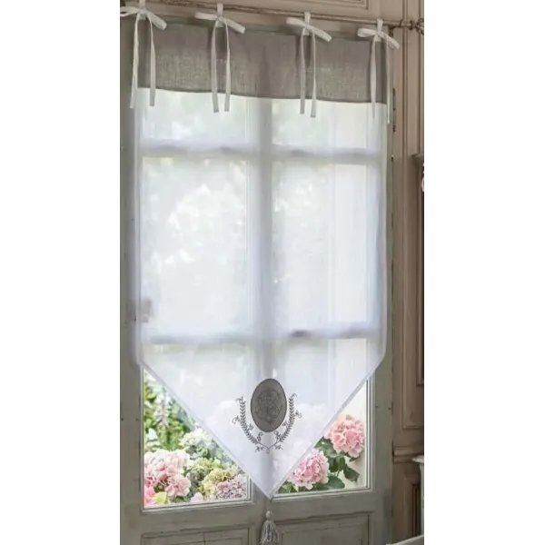 Brise-Bise Cloé Gris Style Gustavien, Ambiance Charme Cosy