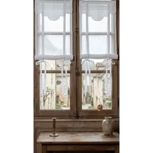 Store Réglable Lin Blanc Feston Chic | Cosy Déco