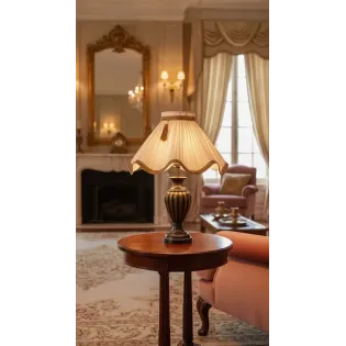Abat Jour Style Ancien plissé ondulé à col en taffetas | Cosy Déco