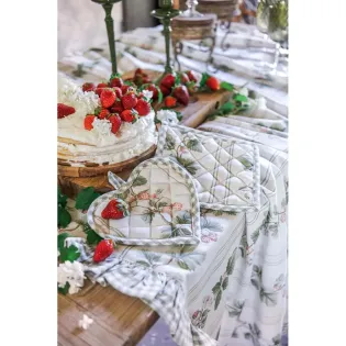 Maniques Cuisine Motif Fraises Blanc Mariclo | Style Campagne Chic