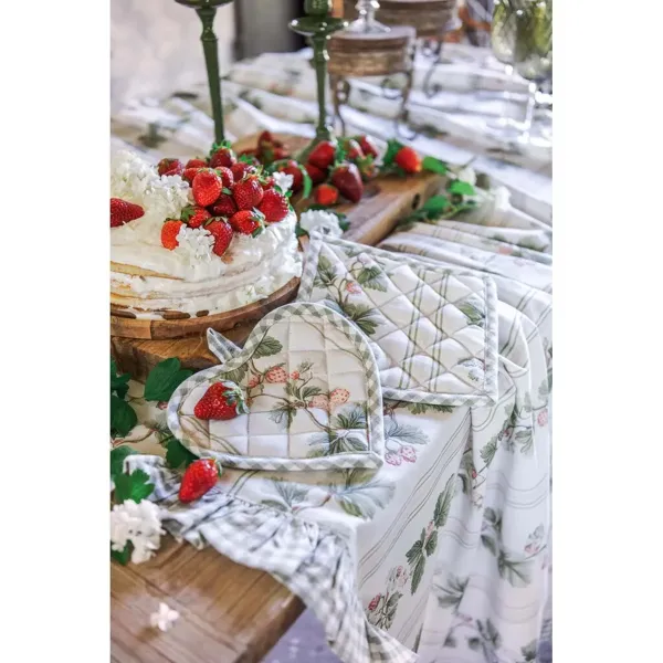 Maniques Cuisine Motif Fraises Blanc Mariclo | Style Campagne Chic