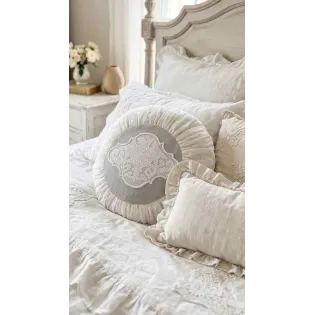 Coussin Rond deco Shabby Blanc Mariclo