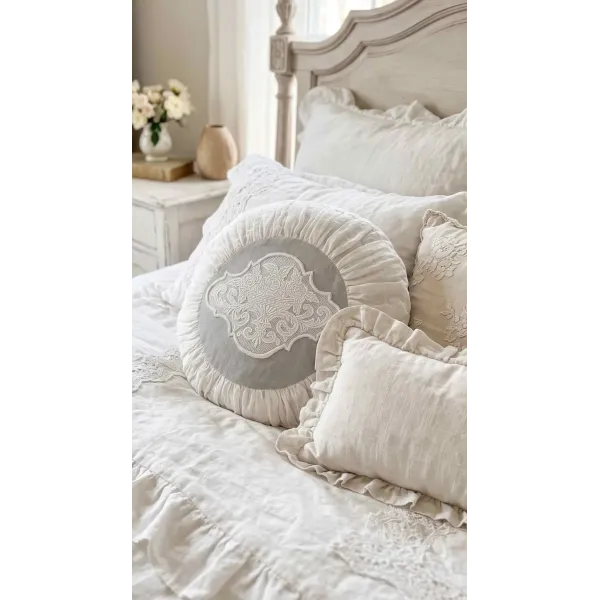 Coussin Rond deco Shabby Blanc Mariclo