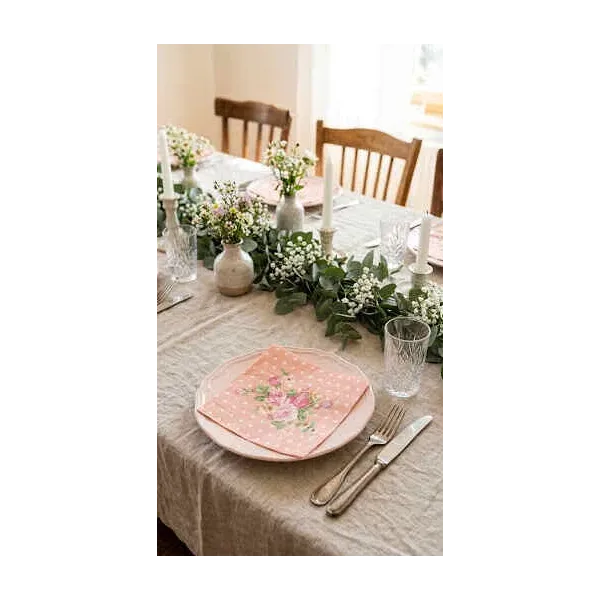 20 Serviettes en Papier Fleurs Roses Shabby-chic Clayre & Eef