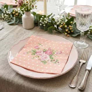 Serviettes en Papier Fleurs Roses Shabby-chic Clayre & Eef