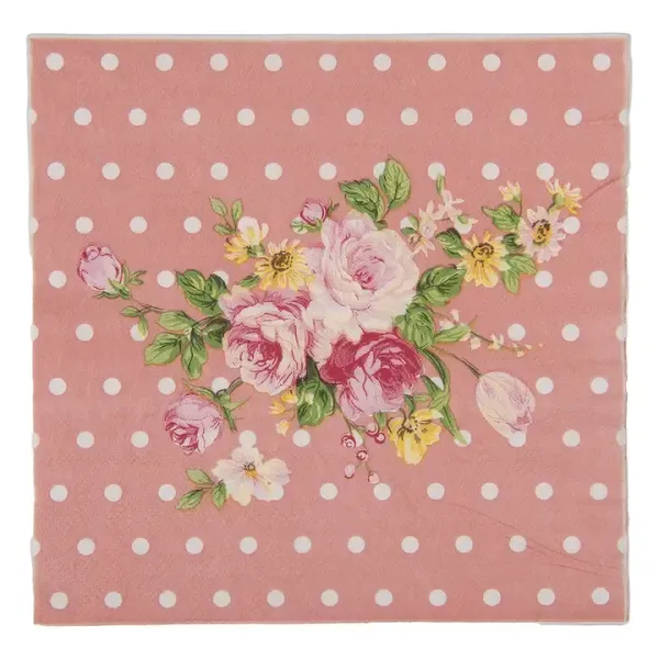 Serviettes en Papier Fleurs Roses et pois Shabby-chic Clayre & Eef