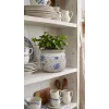 Pot de Fleurs en Céramique, Décor Fleuri Bleu sur Fond Blanc, Clayre & Eef