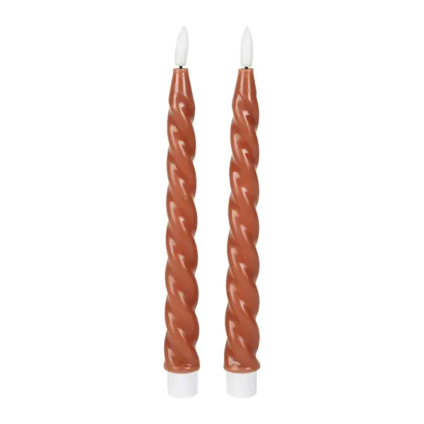 Duo Bougies Chandelles LED Terracotta 25 cm | Cosy Déco