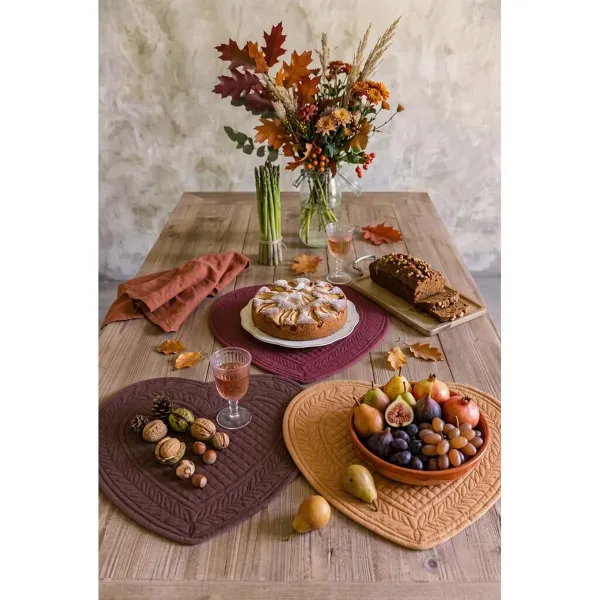Set de Table Coeur Shabby-Charme en Boutis de Coton Blanc-Mariclo