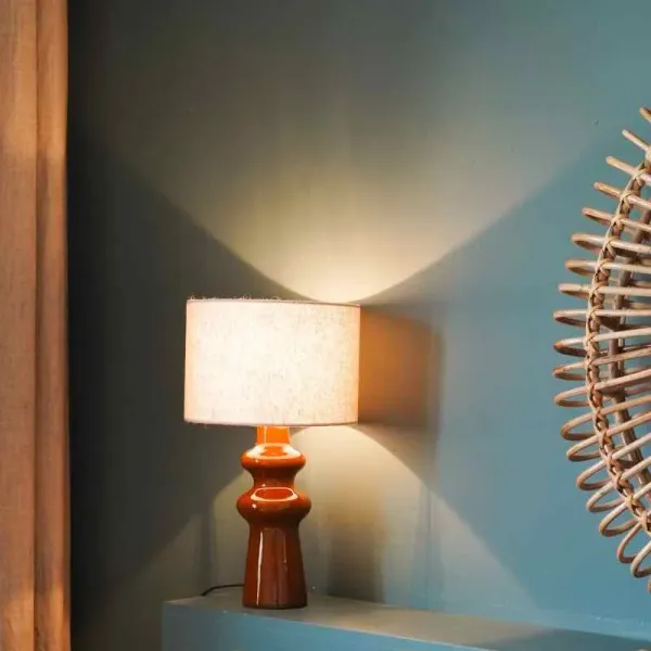 Lampe de Chevet Cosy en Céramique Terracotta et Abat-Jour Lin