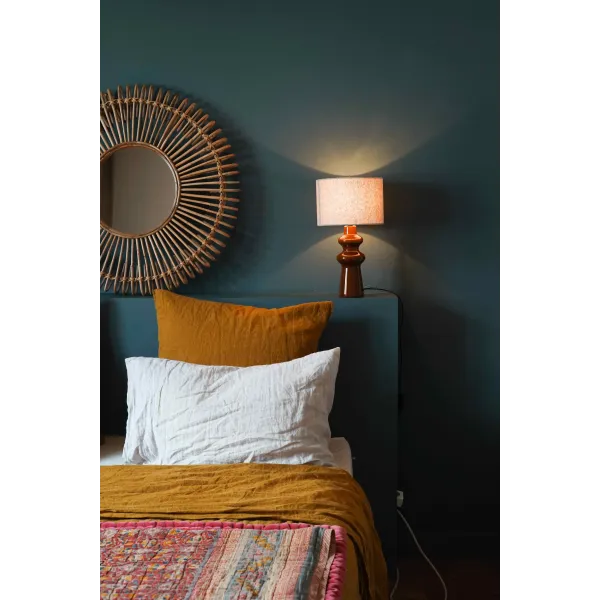 La Lampe de Chevet Cosy en Céramique Terracotta et Abat-Jour Lin